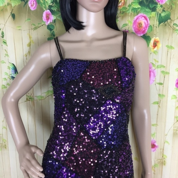 OLEG CASSINI Gatsby Style Beaded Silk Dress Size 4 - Picture 2 of 8